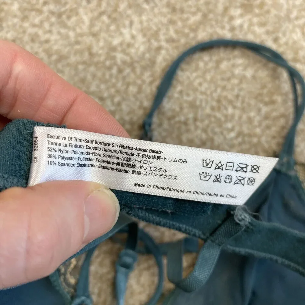 Urban Outfitters Unlined Floral Lace Bralette Teal Gold Womens Size S Boho - Picture 5 of 6